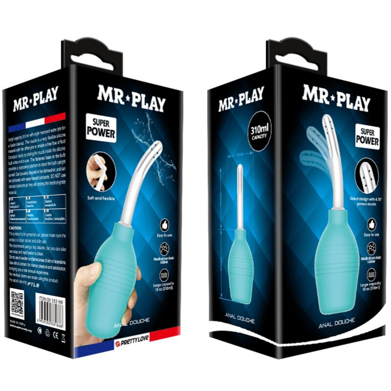 MR PLAY - Analdusche mit Gummiball, Blau