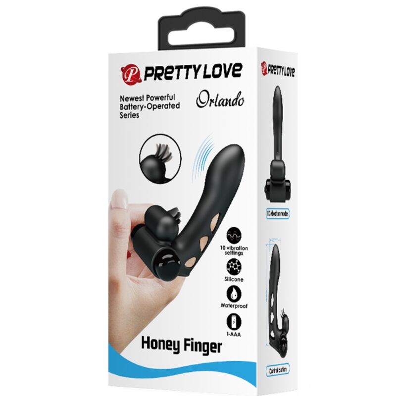 PRETTY LOVE - Orlando Vibrierende Fingerhülle, Schwarz