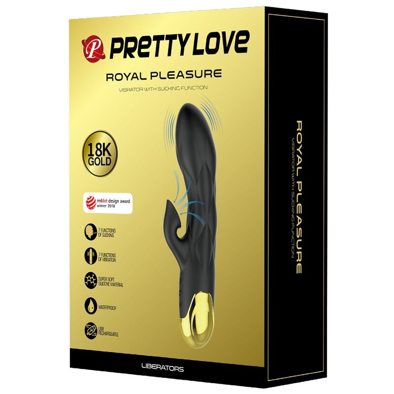 PRETTY LOVE – Wiederaufladbarer Luxusvibrator mit goldfarbenen Details, Schwarz