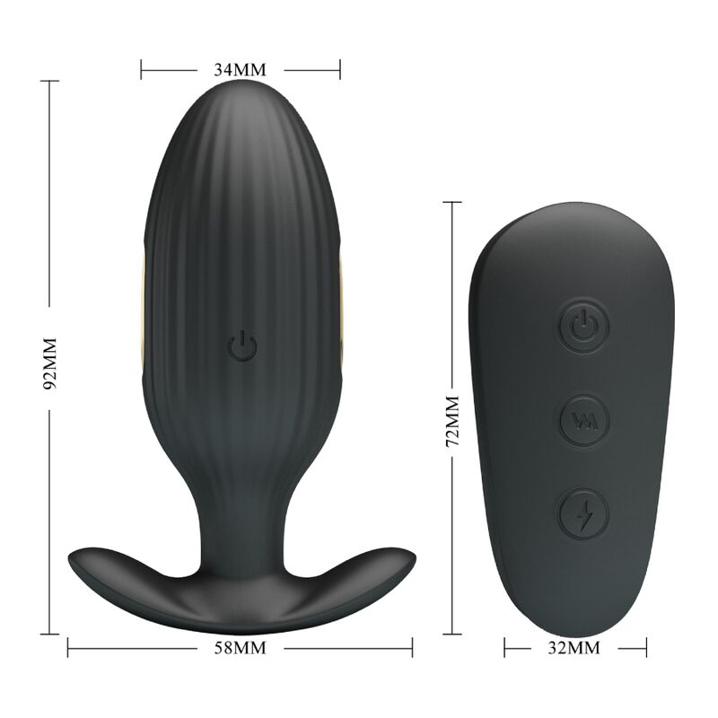 PRETTY LOVE - Kelly Wiederaufladbarer Analplug-Vibrator, Schwarz