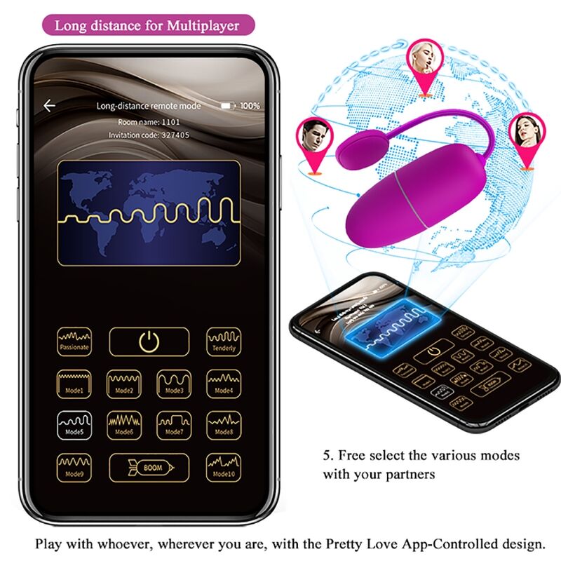 PRETTY LOVE - Vibrierendes Ei der Nymphe, App-gesteuert, Lila