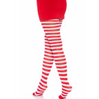 LEG AVENUE – Gestreifte Strumpfhose Weiß/Rot
