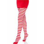 LEG AVENUE – Gestreifte Strumpfhose Weiß/Rot