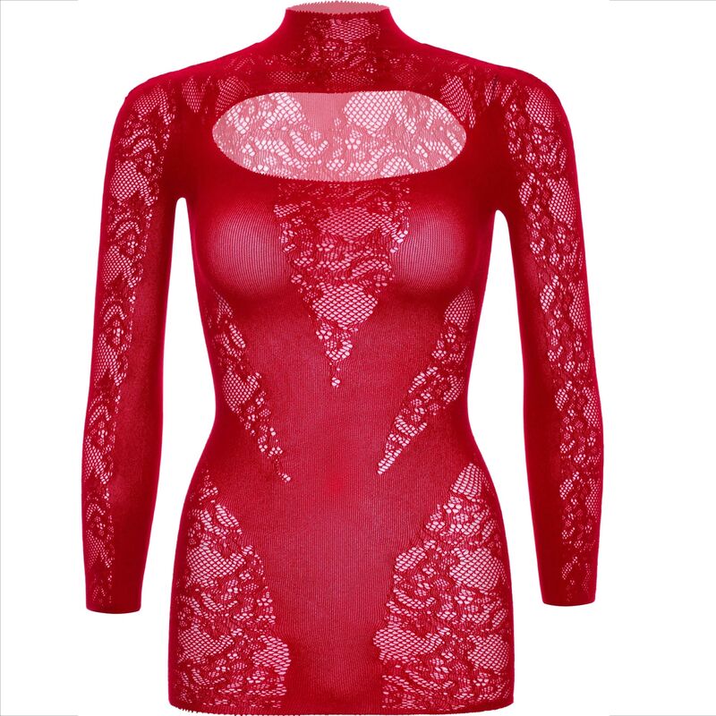 LEG AVENUE – Minikleid mit Spitze langarm Rot