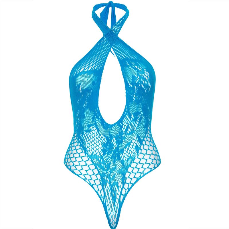 LEG AVENUE – Body mit Halterneck aus Spitze Blau