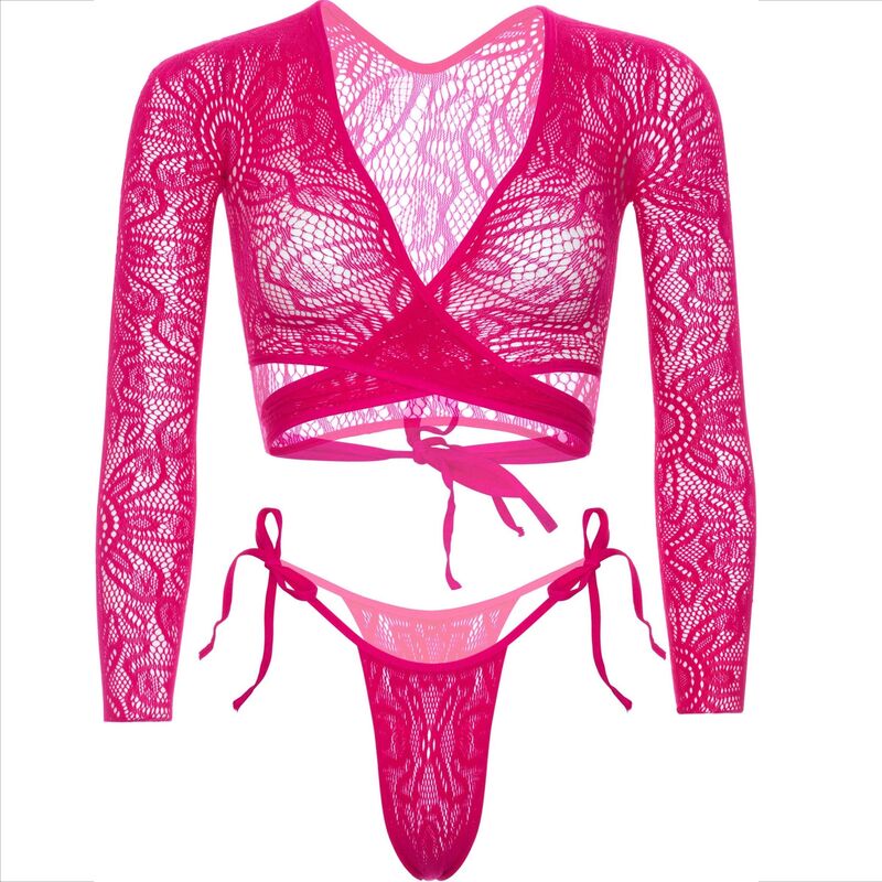 LEG AVENUE – Crop-Top Spitze mit Tanga