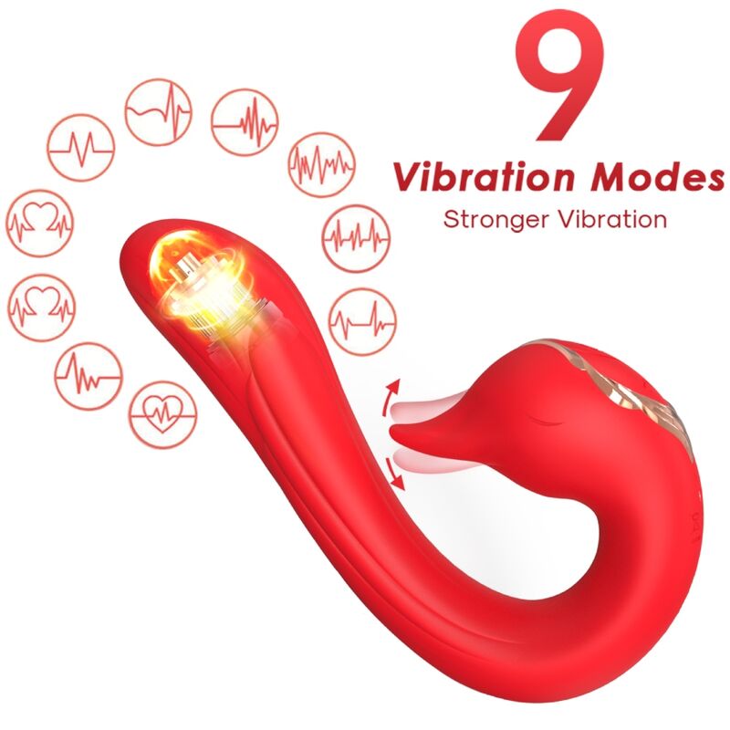 ARMONY - Delfin-Multifunktionsvibrator mit Wärmefunktion Rot