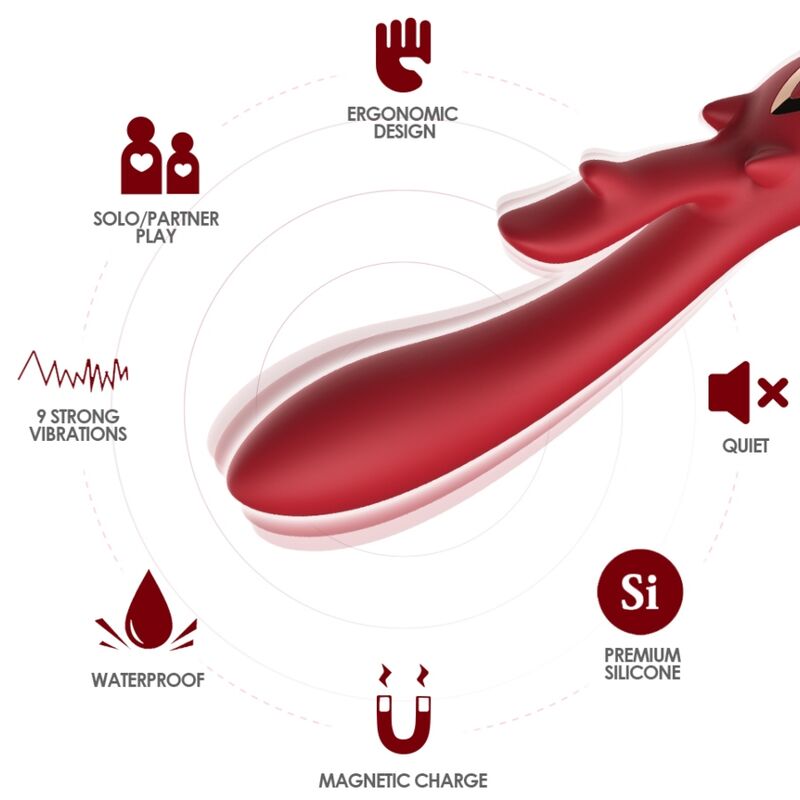 ARMONY – Elch Rabbit-Vibrator, gebogen, Rot