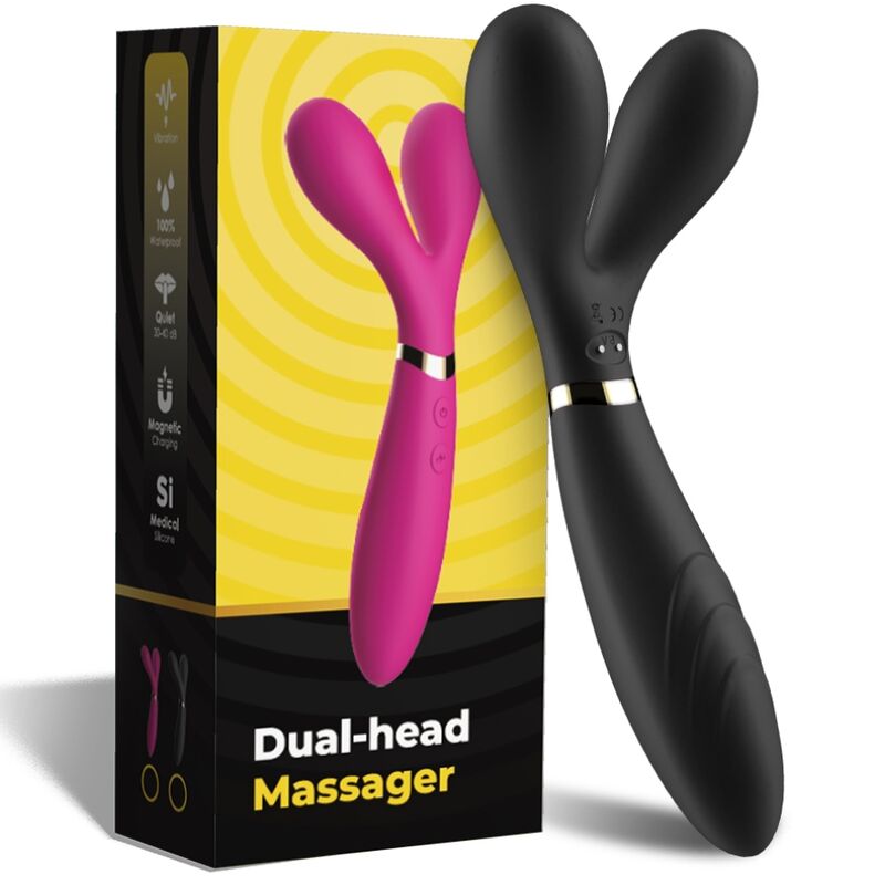 ARMONY – Y-Wand Doppelkopf-Massager und Vibrator, Schwarz