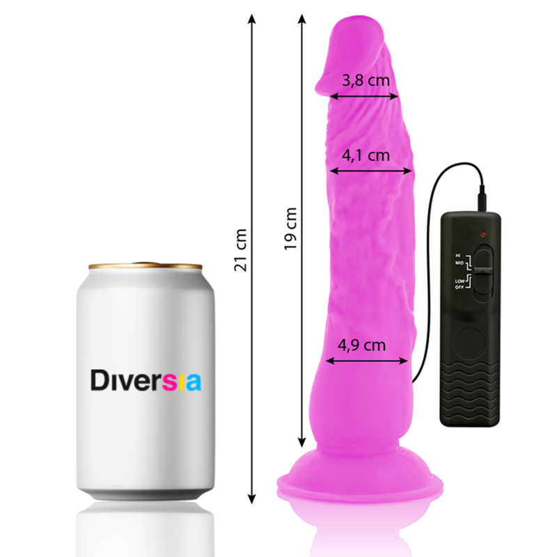 DIVERSIA - Flexibler vibrierender Dildo Lila, 21 cm, Ø 4,9 cm