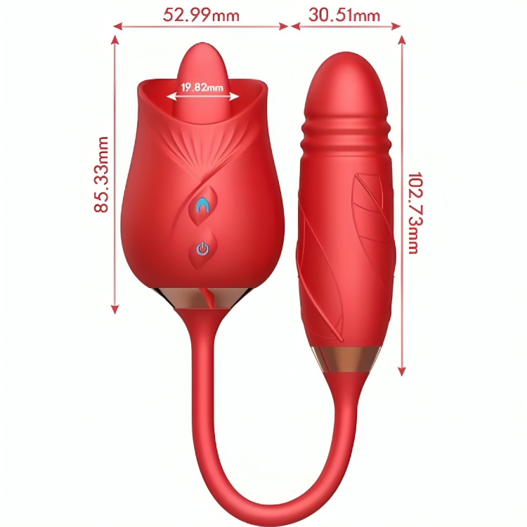 ARMONY – Delight Flower Vibrator mit Stoßfunktion und Zungenstimulator, Rot