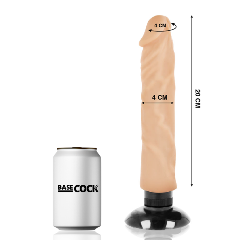 BASECOCK - Realistischer Vibrator 2-in-1 Natur, 20 cm Ø 4 cm