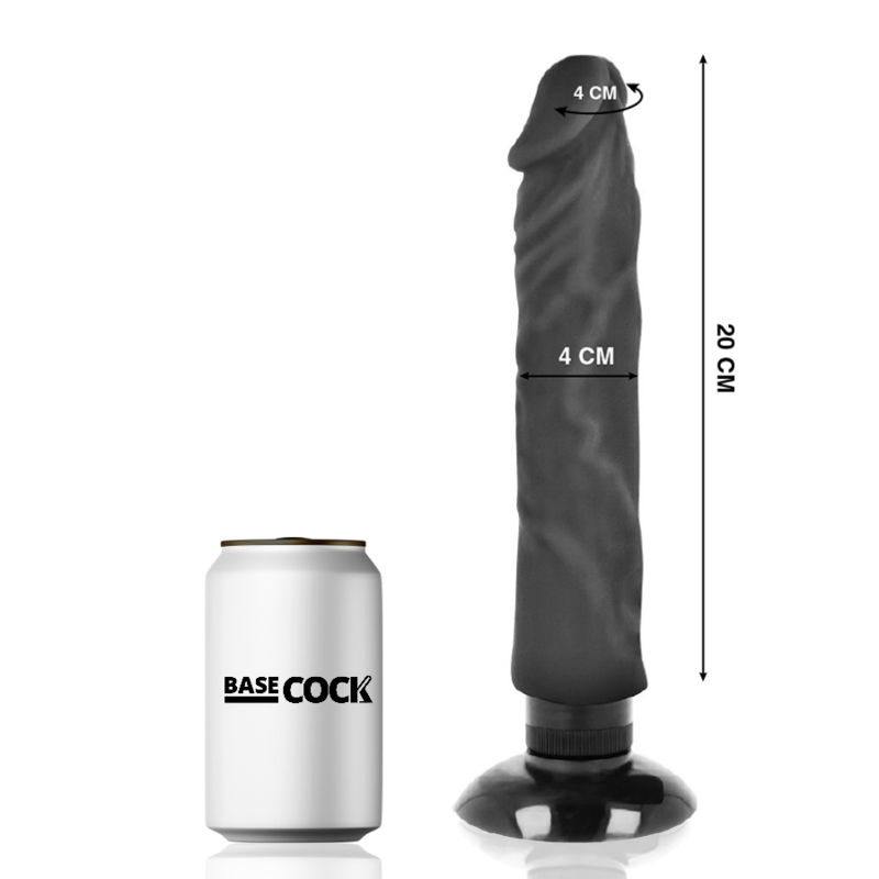 BASECOCK - Realistischer Vibrator 2-in-1 Natur, 20 cm Ø 4 cm