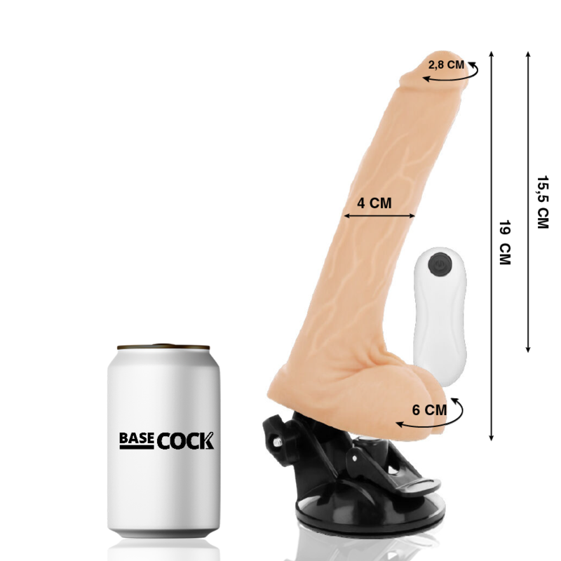 BASECOCK - Realistischer Vibrator mit Fernbedienung Natur, 19 cm, Ø 4 cm