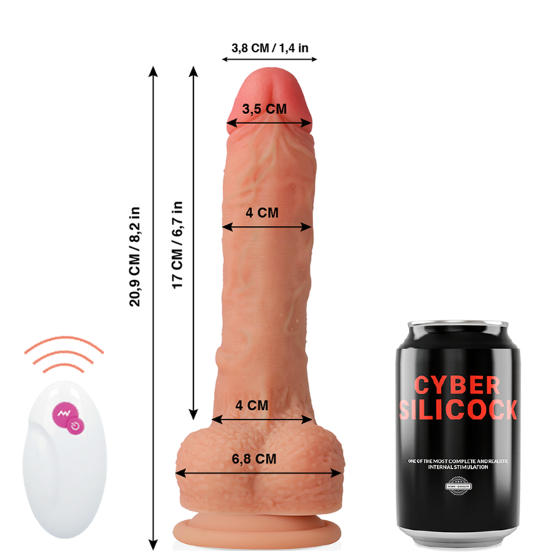 CYBER SILICOCK - Master Huck realistischer Dildo mit Fernbedienung, 20,9 cm, Ø 4 cm