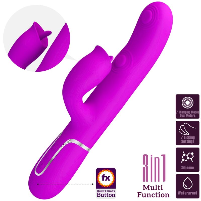 PRETTY LOVE – Rabbit-Vibrator mit Zungenfunktion, Fuchsia