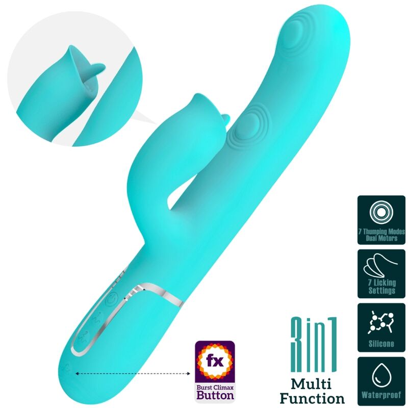 PRETTY LOVE – Rabbit-Vibrator mit Zungenfunktion, Aquagrün