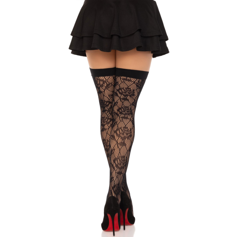 LEG AVENUE – Wild Roses Strümpfe Schwarz