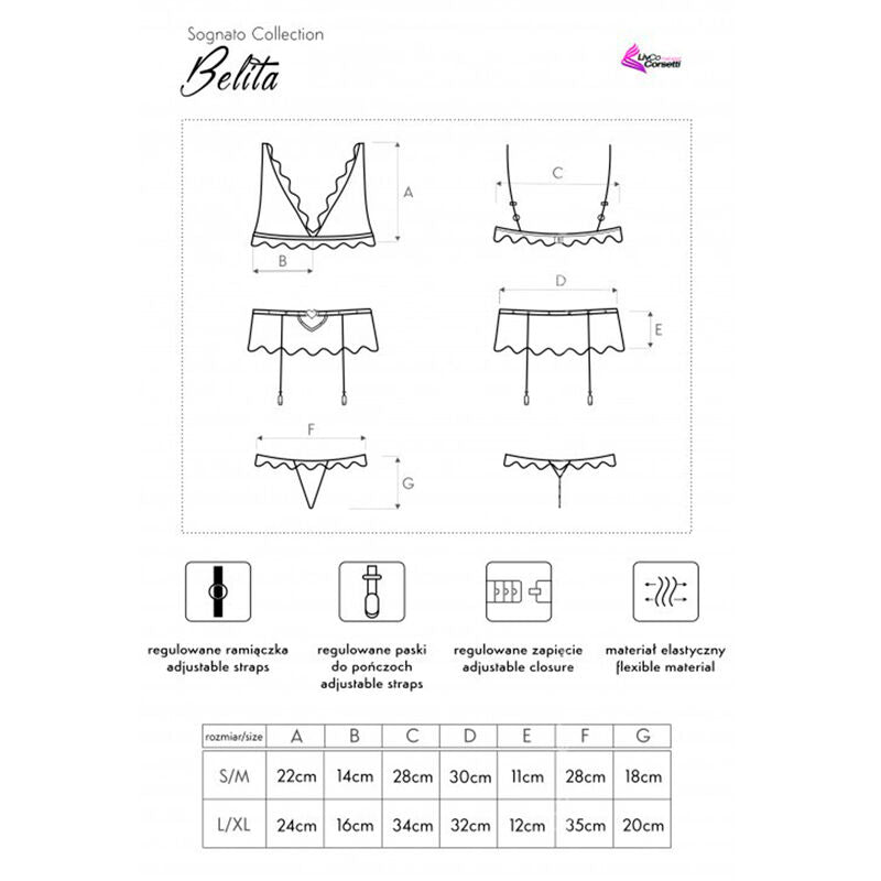 LIVCO CORSETTI FASHION – Belita LC 90231 BH + Höschen + Strumpfgürtel Schwarz
