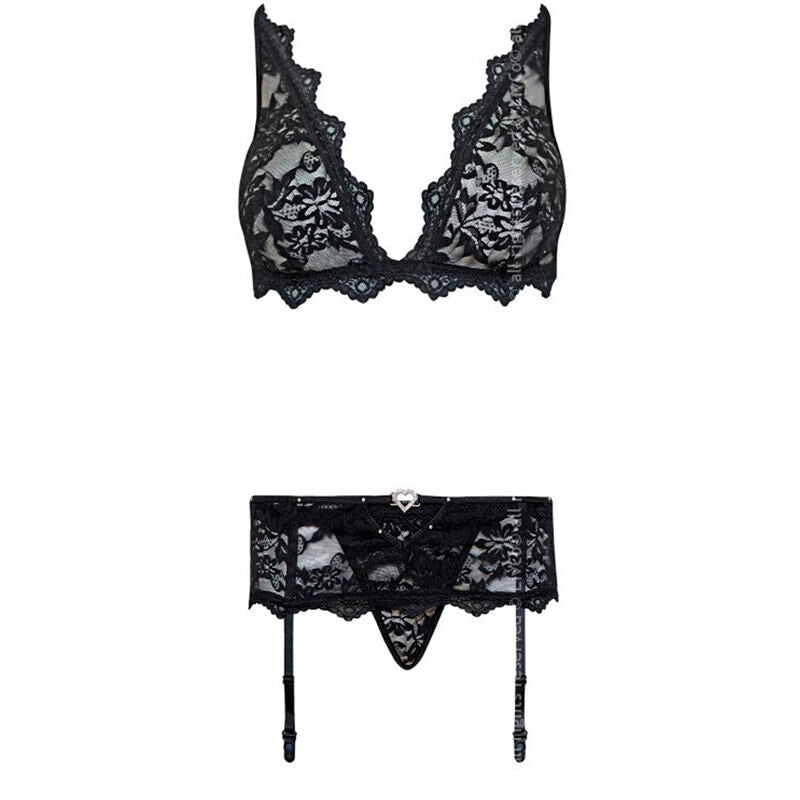 LIVCO CORSETTI FASHION – Belita LC 90231 BH + Höschen + Strumpfgürtel Schwarz