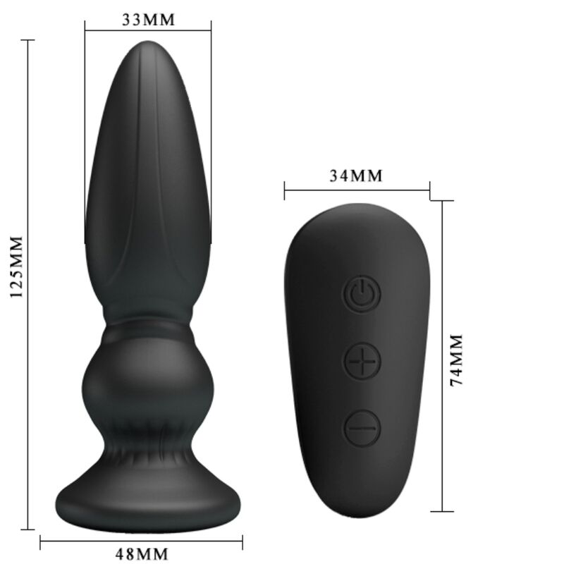 MR PLAY - Leistungsstarker Vibrator mit Fernbedienung und Analplug, Schwarz