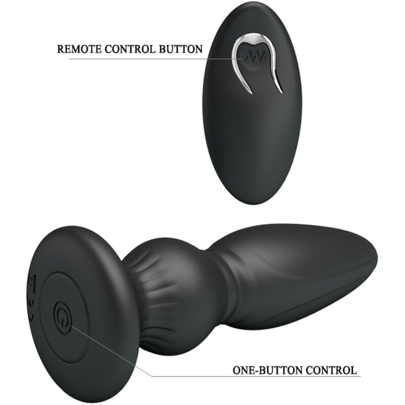 MR PLAY - Leistungsstarker Vibrator mit Fernbedienung und Analplug, Schwarz