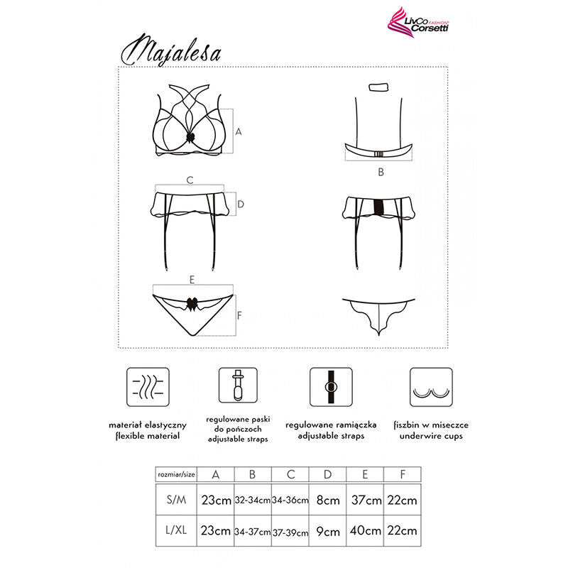 LIVCO CORSETTI FASHION – Majalesa LC 90526 BH + Strumpfgürtel + Höschen Schwarz