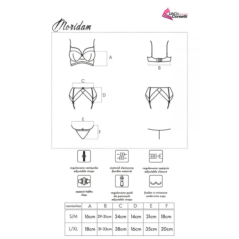 LIVCO CORSETTI FASHION – Moridam LC 90552 BH + Strumpfgürtel + Höschen Schwarz