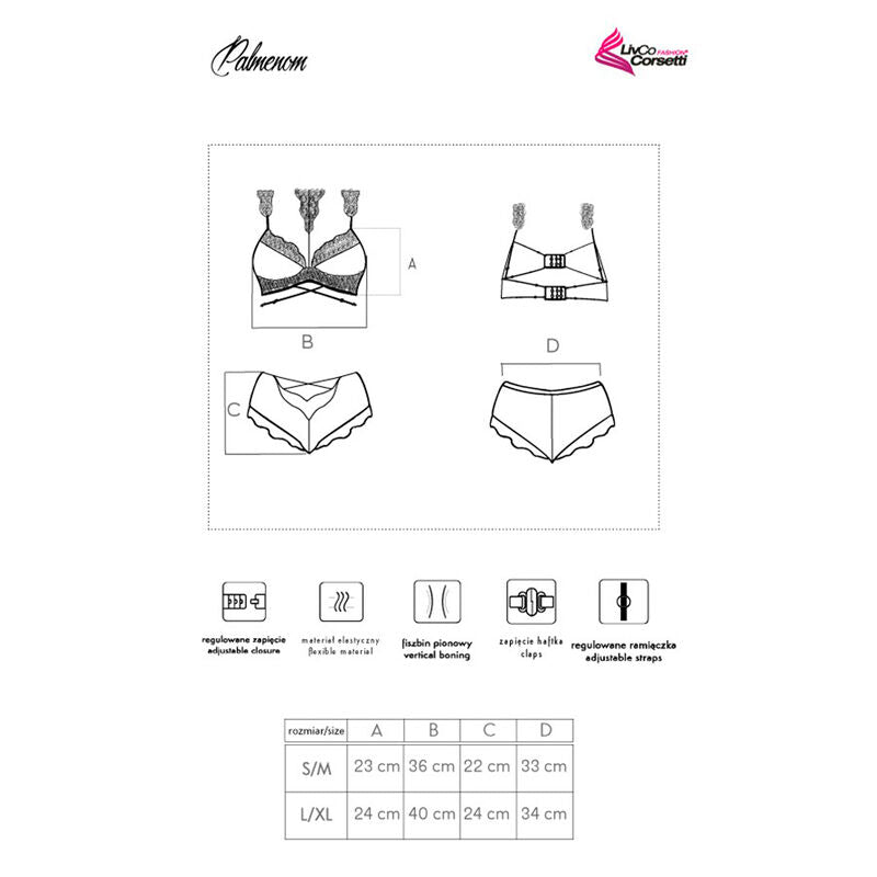 LIVCO CORSETTI FASHION – Palmenom LC 90614 BH + Höschen Schwarz