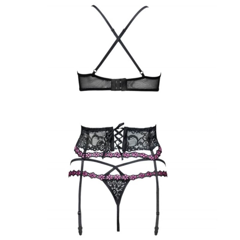 LIVCO CORSETTI FASHION – Snehana LC 90443 BH + Strumpfgürtel + Höschen Schwarz