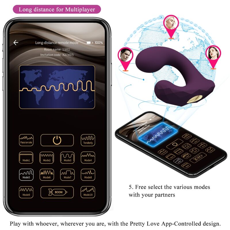 PRETTY LOVE - Billy Vibrationsfernbedienung Lila - Kostenlose App
