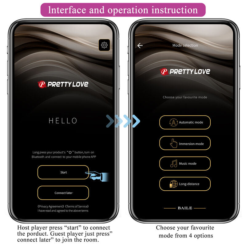 PRETTY LOVE - Hector Electroshock Vibrator per App-Steuerung Lila