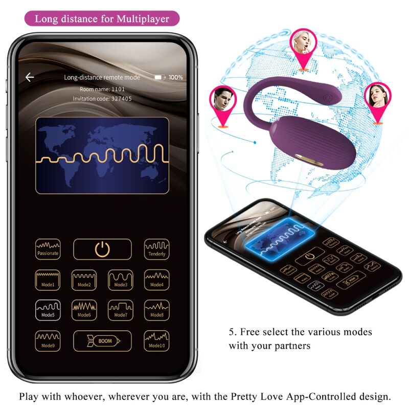 PRETTY LOVE - Doreen Purple wiederaufladbares Vibrationsei