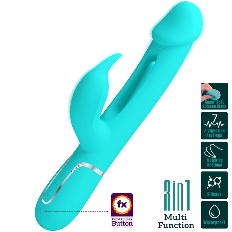 PRETTY LOVE - Dejon 3-in-1 Rabbit-Vibrator, Aquagrün