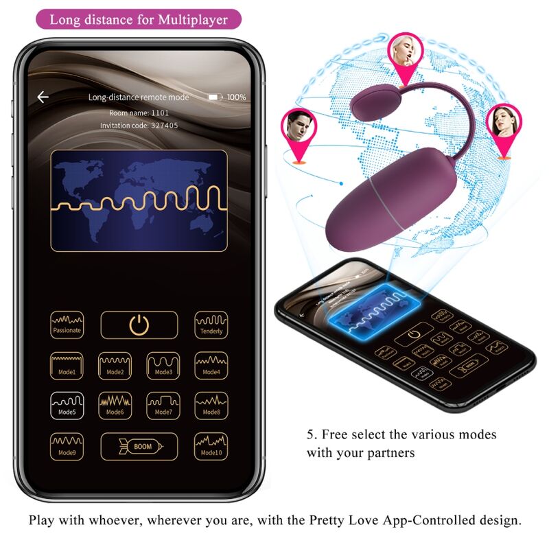 PRETTY LOVE - Nymph vibrierendes Ei, App-gesteuert, Lila