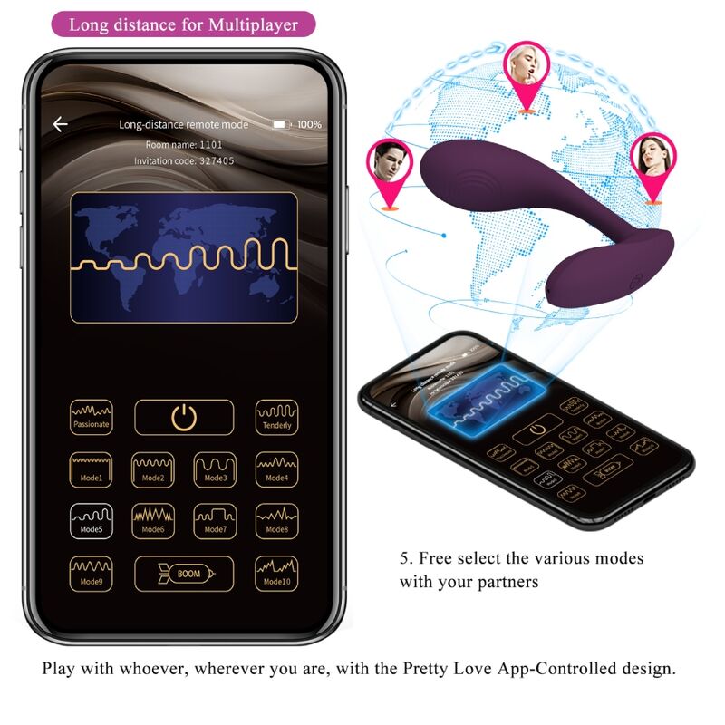 PRETTY LOVE - Baird G-Spot, 12 Vibrationen, wiederaufladbar, Lila, App