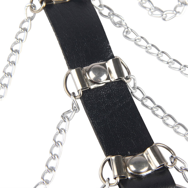 SUBBLIME Brust Harness mit Lederketten Schwarz One Size