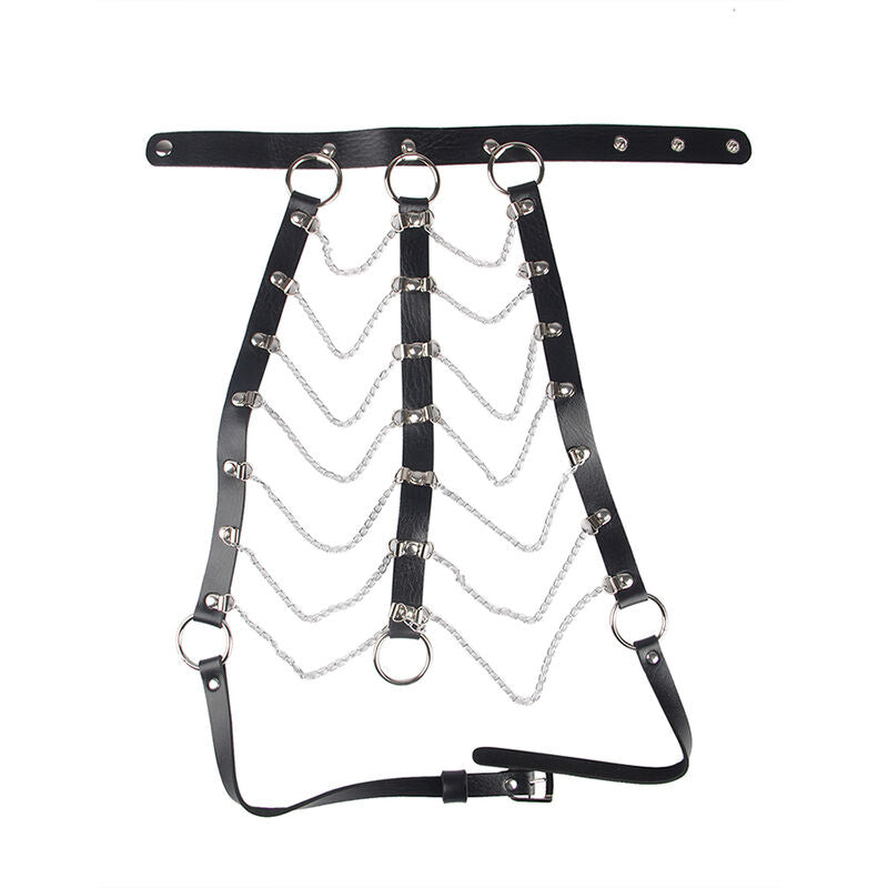 SUBBLIME Brust Harness mit Lederketten Schwarz One Size