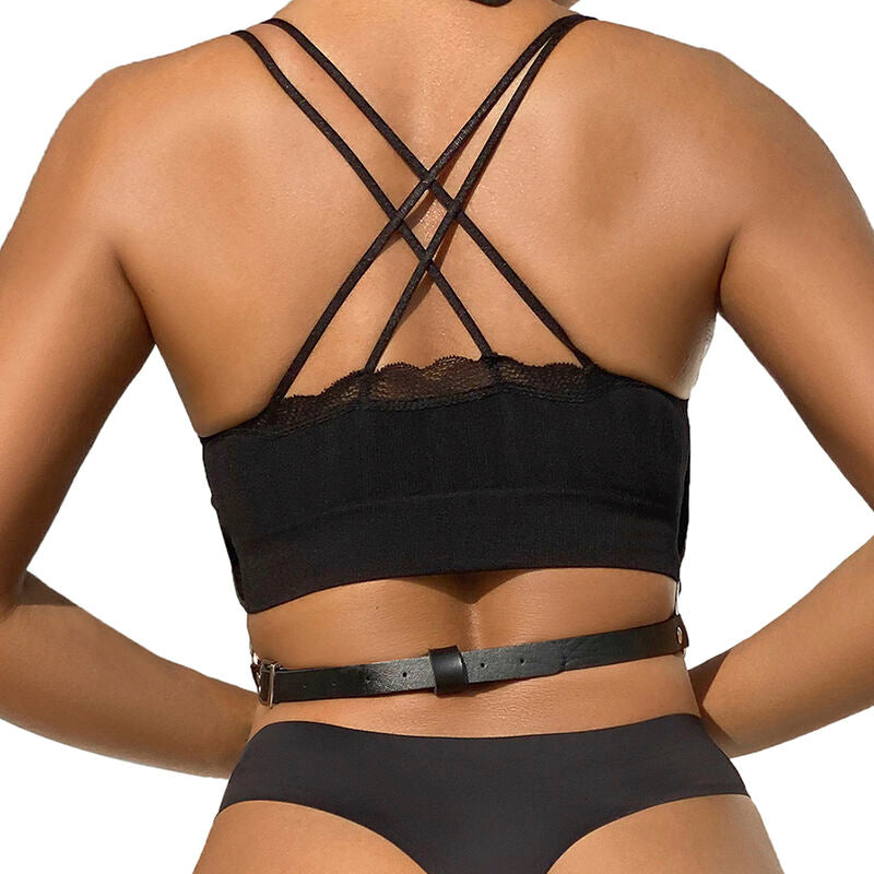 SUBBLIME Brust Harness mit Lederketten Schwarz One Size