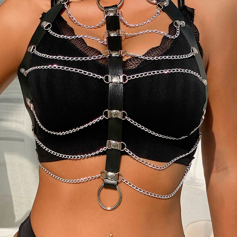SUBBLIME Brust Harness mit Lederketten Schwarz One Size