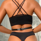 SUBBLIME Brust Harness mit Lederketten Schwarz One Size