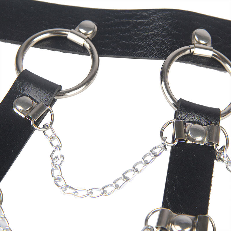 SUBBLIME Brust Harness mit Lederketten Schwarz One Size