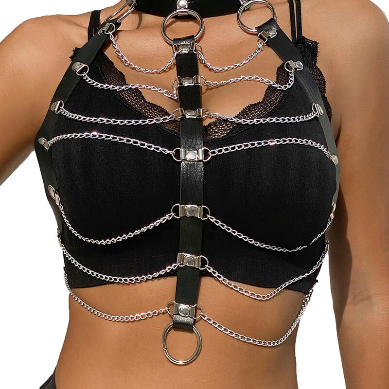 SUBBLIME Brust Harness mit Lederketten Schwarz One Size
