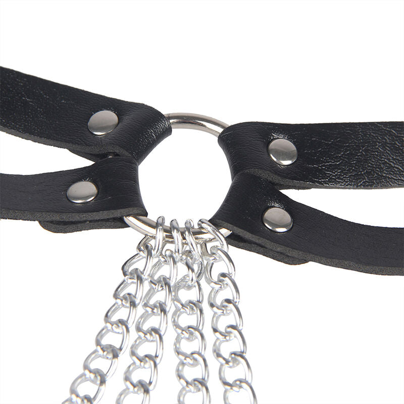 SUBBLIME Lederring Kettengürtel Schwarz One Size