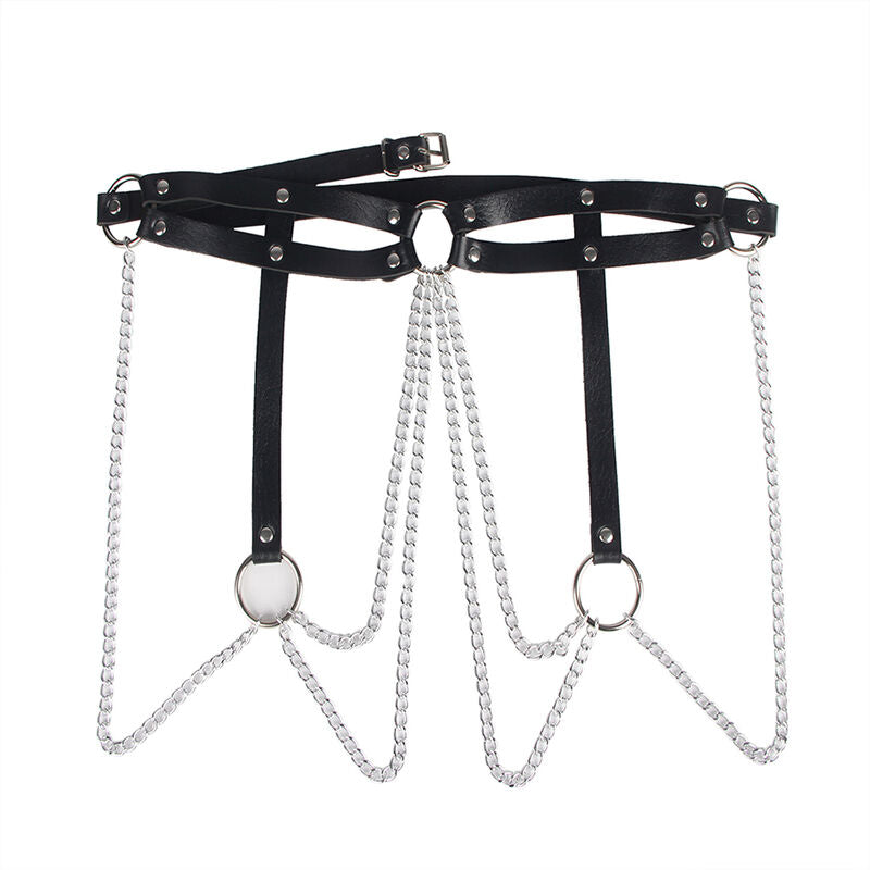 SUBBLIME Lederring Kettengürtel Schwarz One Size