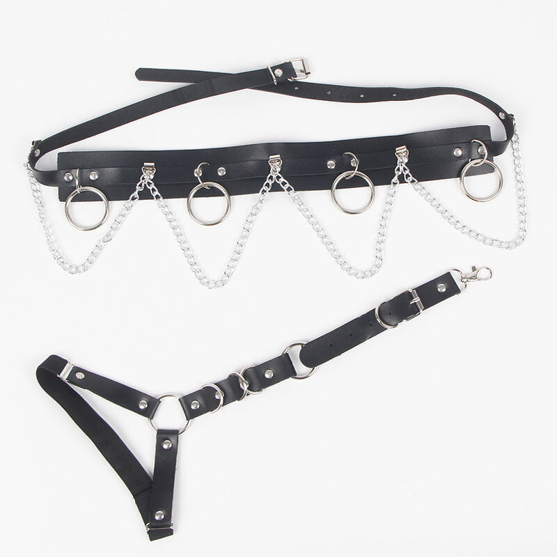 SUBBLIME Gürtel & Strumpfband mit Ringen & Kettendetail One Size