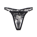 SUBBLIME – 3-teiliges Set BH + String + Strumpfband Blumenprint Schwarz