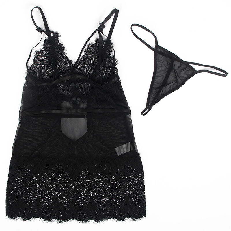SUBBLIME – Babydoll mit verstellbaren Spitzenträgern Schwarz