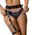 SUBBLIME Gürtel & Strumpfband mit Ringen & Kettendetail One Size