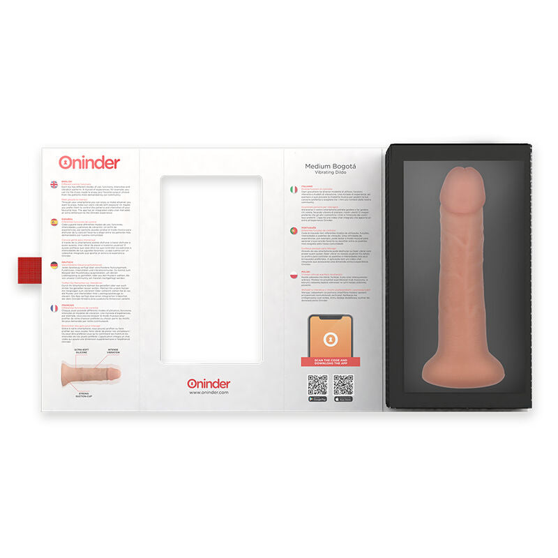 ONINDER - Mittlerer Vibratordildo mit 9 Geschwindigkeiten, natürlich, 20 cm Ø 4,2 cm - Kostenlose App